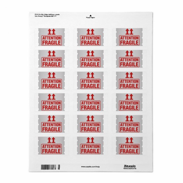 Red Fragile Handle mit Care Mailing Label images2 Adressaufkleber (Vorne)
