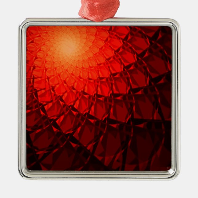 Red Fraktal Pattern Ornament Aus Metall (Vorne)