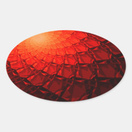 Red Fraktal Pattern Ovaler Aufkleber