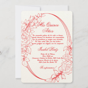 Red Frame Spanish Quinceanera Einladung
