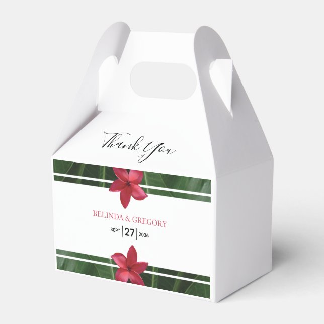 Red Frangipani Plumeria Wedding Geschenkschachtel (Vorderseite)