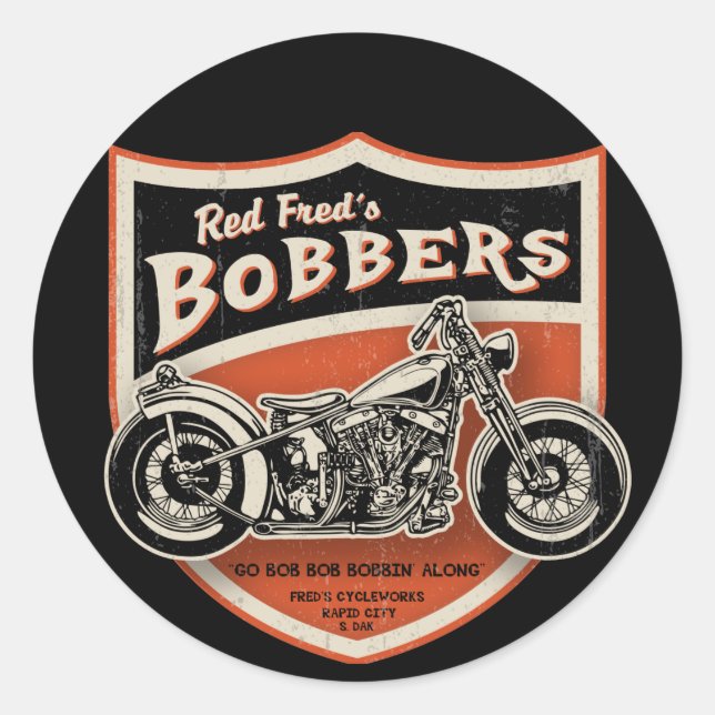 Red Fred's Bobbers Runder Aufkleber (Vorderseite)