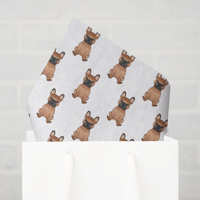 Red French Bulldog / Französischer Cartoon Dog Pat Seidenpapier (Geschenktüte)