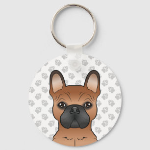 Red French Bulldog / Frenchie Cartoon Dog Schlüsselanhänger