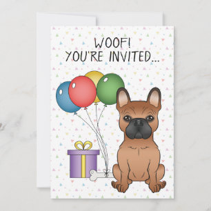 Red French Bulldog Niedlicher Cartoon Dog Geburtst Einladung
