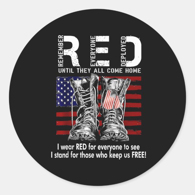 Red Friday Suprt Our Troops Until They All Come Ho Runder Aufkleber (Vorderseite)