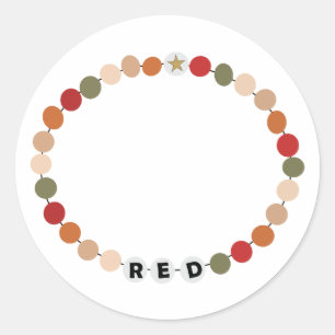 Red Friendship Bracelet Runder Aufkleber
