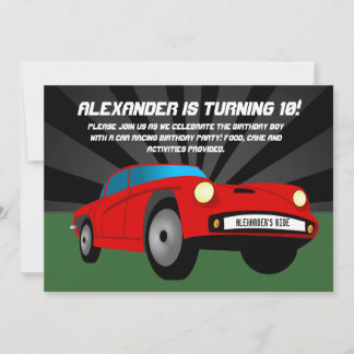 Red Frisierte Auto Sportscar Custom Einladungen zu
