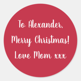 Red Frohe Weihnachten aus der Mama Geschenksticker Runder Aufkleber