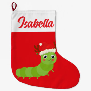 Red Frohe Weihnachts-Raupe Haustier Weihnachtsmann Großer Weihnachtsstrumpf