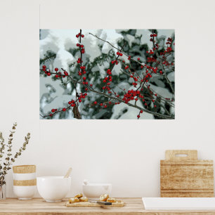 Red Froid Berries hiver saison Poster Wall Art