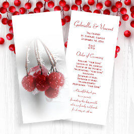 Red Frosty Berries Winter Wedding Program Programm