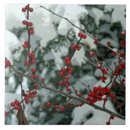 Red Frozen Winter Berries Keramik Tile Fliese