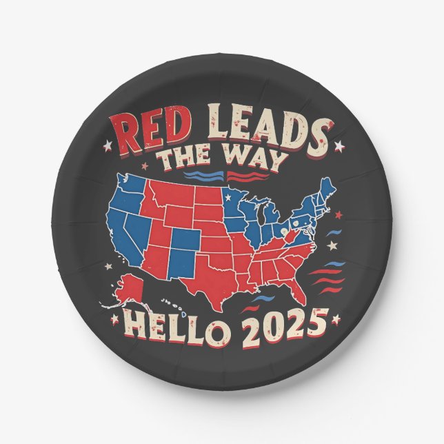 Red Führt den Weg Hallo 2025 Einweihung Trump Pappteller (Vorderseite)