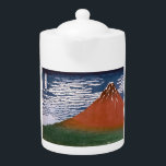 Red Fuji, Aka Fujiyama Volcano Katsushika Hokusai<br><div class="desc">Die Szene aus dem japanischen Holzschnitt "Fine Wind, Clear Morning" (auch bekannt als "Red Fuji" oder "Aka Fuji") ist eine atemberaubende Darstellung des Fuji, der in den lebhaften Farben des Sonnenaufgangs gebadet wird. Dieses Kunstwerk ist Teil von Katsushika Hokusais berühmter Serie "36 Ansichten des Fuji", die zwischen 1830 und 1832...</div>