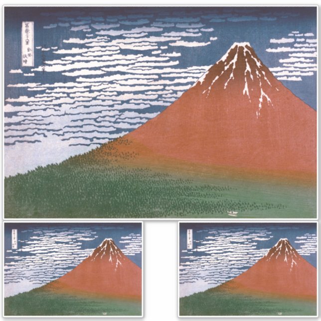 Red Fuji, Aka Fujiyama Volcano Katsushika Hokusai Aufkleber (Vorderseite)