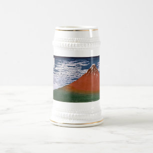 Red Fuji, Aka Fujiyama Volcano Katsushika Hokusai Bierglas