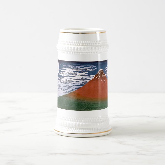 Red Fuji, Aka Fujiyama Volcano Katsushika Hokusai Bierglas (Mittel)