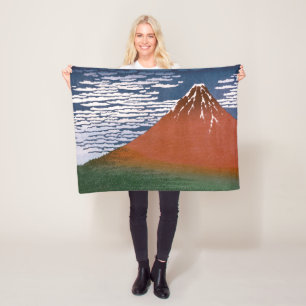 Red Fuji, Aka Fujiyama Volcano Katsushika Hokusai Fleecedecke