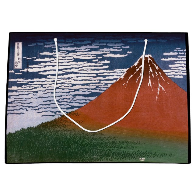 Red Fuji, Aka Fujiyama Volcano Katsushika Hokusai Große Geschenktüte (Vorderseite)