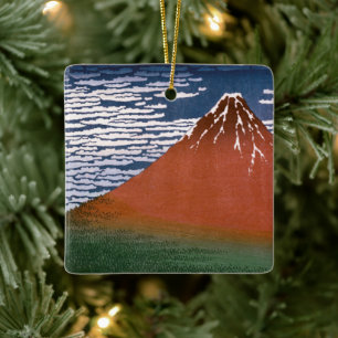 Red Fuji, Aka Fujiyama Volcano Katsushika Hokusai Keramikornament
