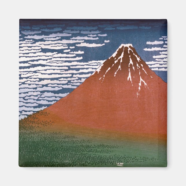 Red Fuji, Aka Fujiyama Volcano Katsushika Hokusai Magnet (Vorne)
