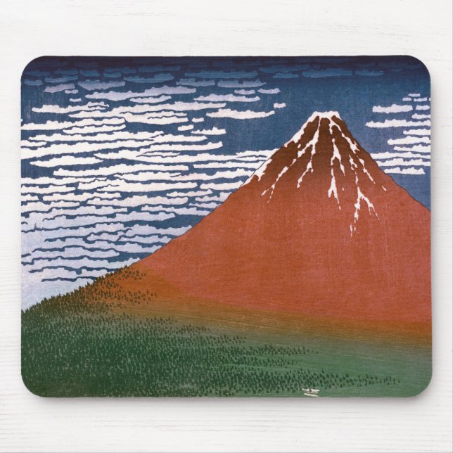 Red Fuji, Aka Fujiyama Volcano Katsushika Hokusai Mousepad (Vorne)