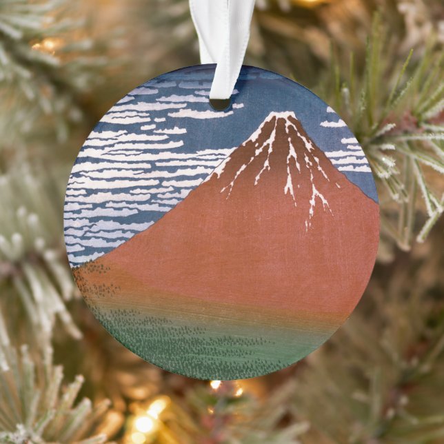 Red Fuji, Aka Fujiyama Volcano Katsushika Hokusai Ornament (Baum)