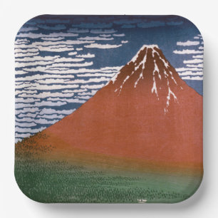 Red Fuji, Aka Fujiyama Volcano Katsushika Hokusai Pappteller