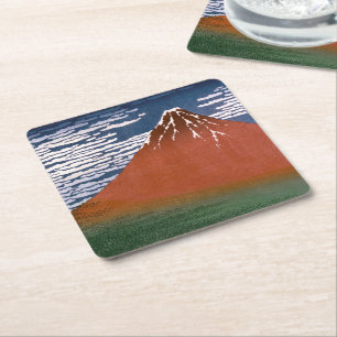 Red Fuji, Aka Fujiyama Volcano Katsushika Hokusai Rechteckiger Pappuntersetzer