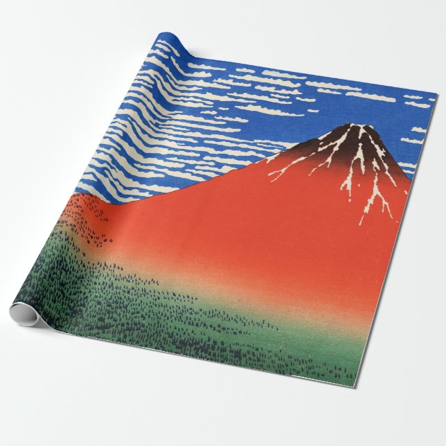 Red Fuji Hokusai Ukiyo-e Japanisch Art Decoupage Geschenkpapier (Ungerollt)