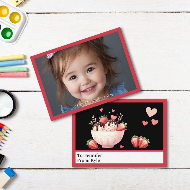 Red Full Foto Mini-Unterricht Valentinstag Mitteilungskarte (Red Mini Classroom Valentine
)