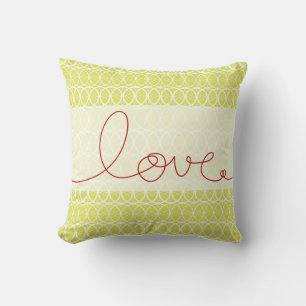 Red Fun Loopy Liebe Schreiben Circles Lime Green Kissen