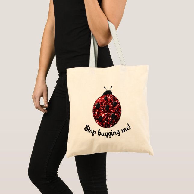 Red funkelnd Ladybug Stoppen Sie mich Personalisie Tragetasche (Vorderseite (Produkt))