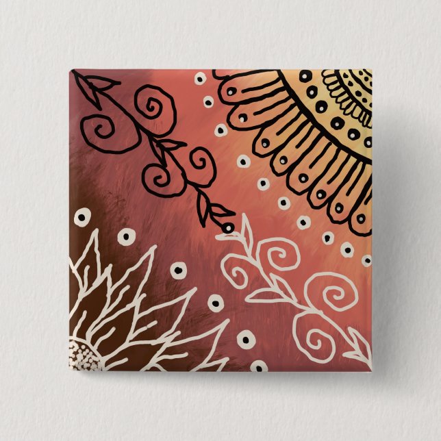 Red Funny Art Pattern Button (Vorderseite)