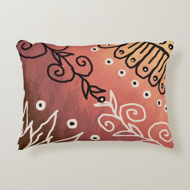 Red Funny Art Pattern Dekokissen (Vorderseite)