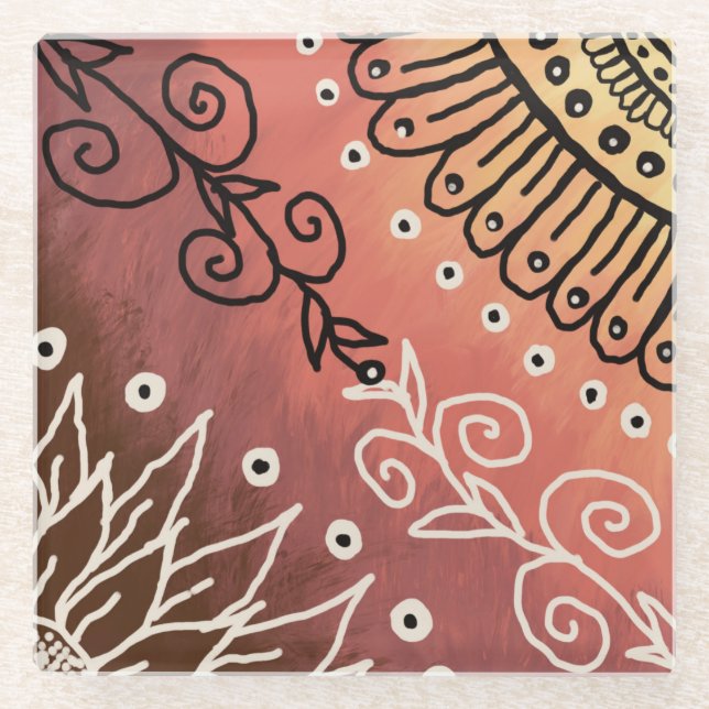 Red Funny Art Pattern Glasuntersetzer (Vorderseite)