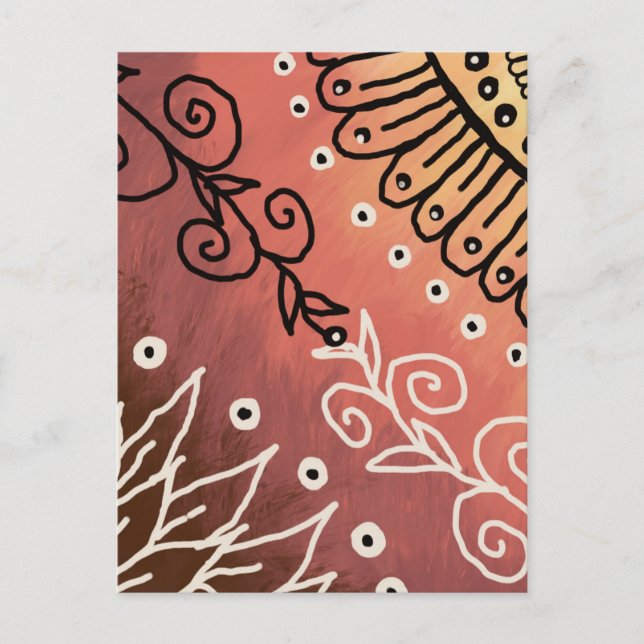 Red Funny Art Pattern Postkarte (Vorderseite)