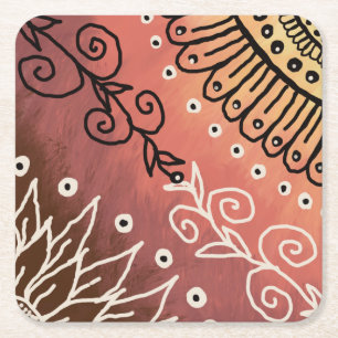 Red Funny Art Pattern Rechteckiger Pappuntersetzer