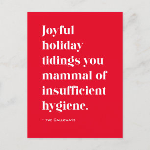 Red Funny Joyful Tip Christmas Holiday Carte posta