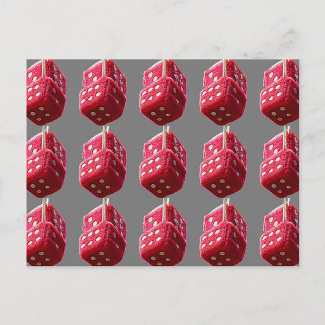 Red Fuzzy Dice Postkarte (Vorderseite)