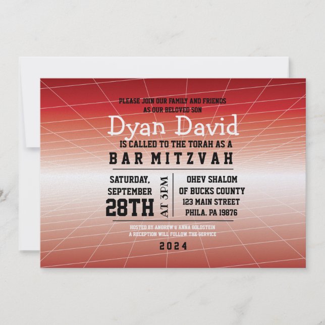 Red GAMER GAMING DIGITAL Bar Mitzvah Einladung (Vorderseite)