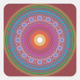 Red Gemustert Mandala Quadratischer Aufkleber