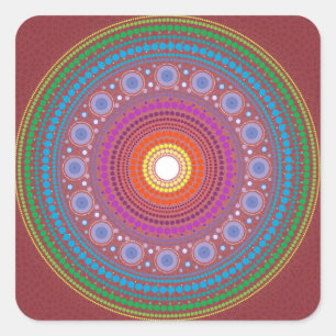 Red Gemustert Mandala Quadratischer Aufkleber
