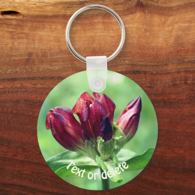Red Gentian Blume Personalisiert Schlüsselanhänger (Vorderseite)