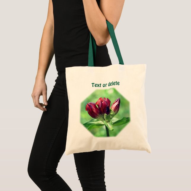 Red Gentian Blume Personalisiert Tragetasche (Vorderseite (Produkt))