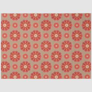 Red Geo Peony on Fawn Seidenpapier