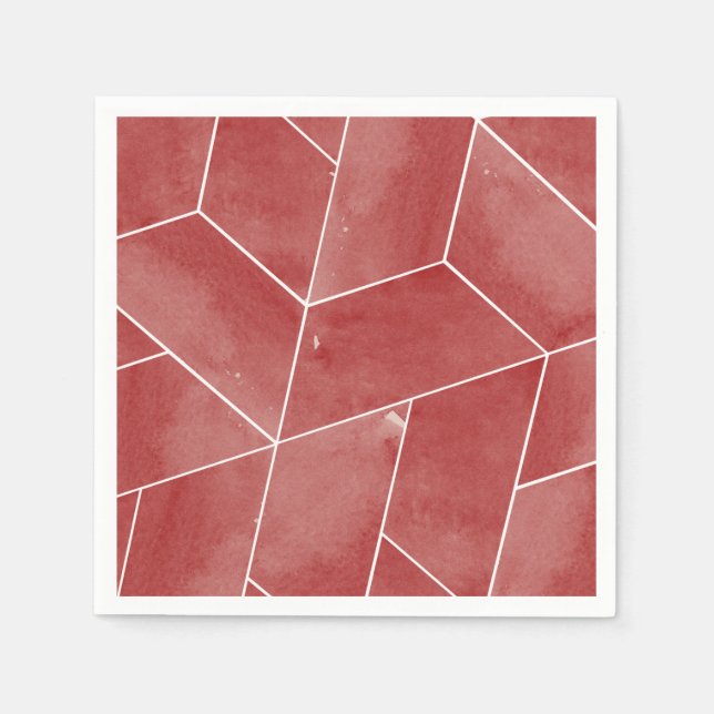 Red Geometric Gala Napkins Serviette (Vorderseite)