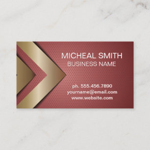 Red Geometric Gold Arrows Visitenkarte