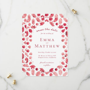 Red Geometric Intricate Pattern mit QR Save The Date